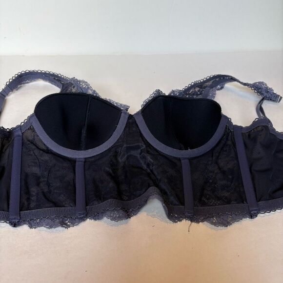 Victoria's Secret Dream Angels Lined Demi Underwire Lace Bustier Blue Size 32B - Picture 2 of 7